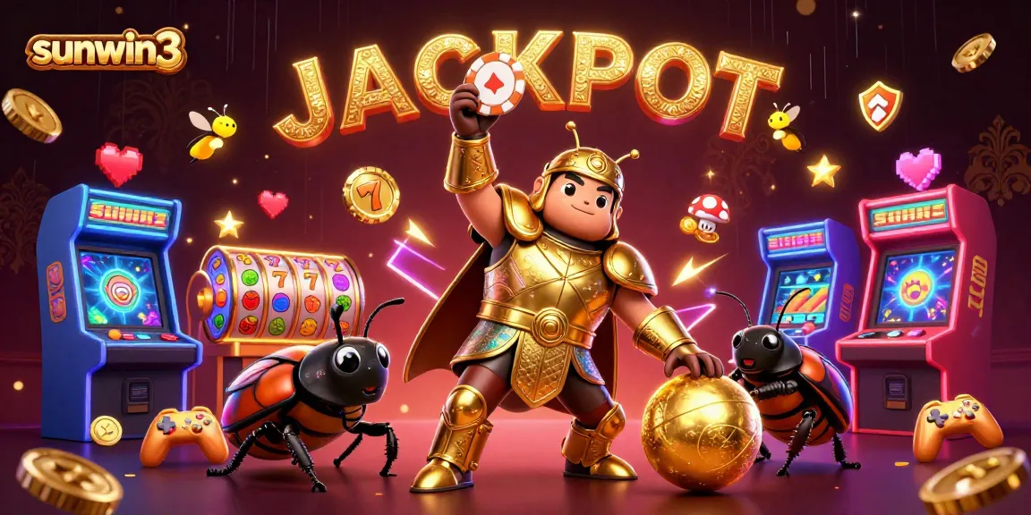 Experience thrilling gameplay with sunwin3, featuring a victorious beetle and captivating jackpot elements.